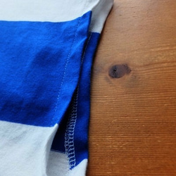 フレンチTシャツ＊極太ボーダー・ブルー×オフ【Lサイズ】 3枚目の画像
