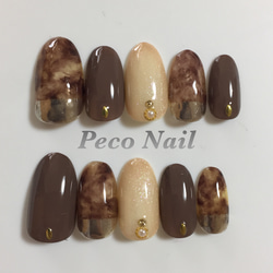 ネイルチップ　No.35 ボルドー　べっ甲　ニュアンス　ミラーネイル ネイルチップ No.35 ボルドー ニュアンス べっ甲 ミラーネイル - メルカリ