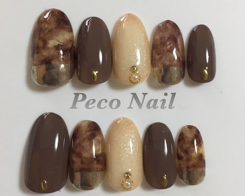 べっ甲×ミラーフレンチ☆ネイルチップ ネイルチップ（つけ爪） Peco