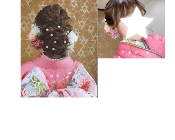 人気♡　アンティークピンク　お花　ヘッドドレス　プリザーブドフラワー　　髪飾り　　ウエディング　結婚式　成人式　 5枚目の画像