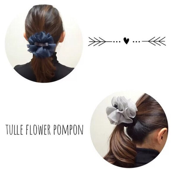 ♡tulle flower pompon♡ 4枚目の画像