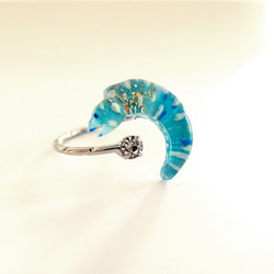 海の生き物リング　指輪　ジンベイザメ　ジンベエザメ　ウツボ　うつぼ　フォークリング　フリーサイズ 3枚目の画像