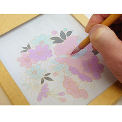 ハンカチの手描友禅体験キット　彩　桜の丸　 1枚目の画像