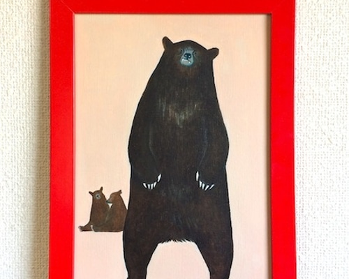 絵画。原画【本を読むのが好きな熊ちゃんと小鳥】 絵画。原画【本を読むのが好きな熊ちゃんと小鳥】 絵画。原画【本を