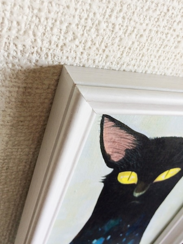 黒猫正面／アクリル画 3枚目の画像