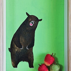 りんごをみつけたクマ/アクリル画 2枚目の画像