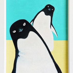 みてくるアデリーペンギン／アクリル画 2枚目の画像