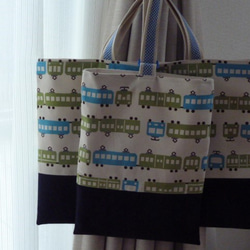 入園に♬うさぎのみみちゃんレッスンバック＆シューズケース♬紺