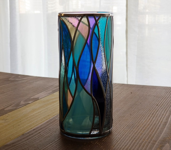GlassArt Glass column vase “Cenote” 第2張的照片