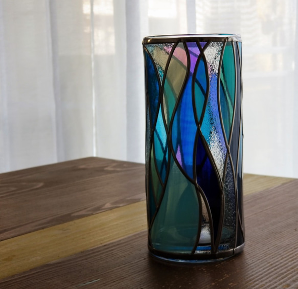 GlassArt Glass column vase “Cenote” 第3張的照片