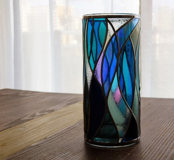 GlassArt Glass column vase “Cenote” 第1張的照片