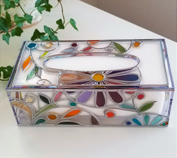 Order: Glass art Tissue case 　 Autumn Banquet 第3張的照片