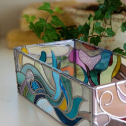 Glass art Tissue case 　 “Fairy Forest” 第4張的照片