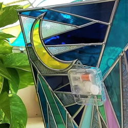Hanging, putting, glass art clock 『Ryukyu-Moon』 第4張的照片
