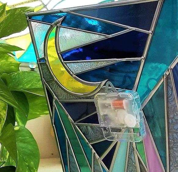 Hanging, putting, glass art clock 『Ryukyu-Moon』 第4張的照片
