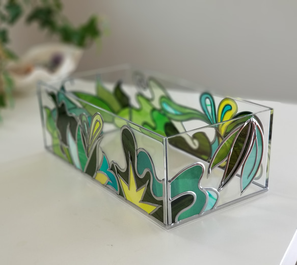訂購：「琉球南島綠」玻璃藝術紙巾盒 第8張的照片