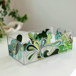 訂購：「琉球南島綠」玻璃藝術紙巾盒 第9張的照片