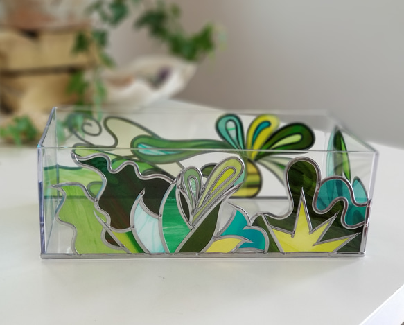 訂購：「琉球南島綠」玻璃藝術紙巾盒 第10張的照片