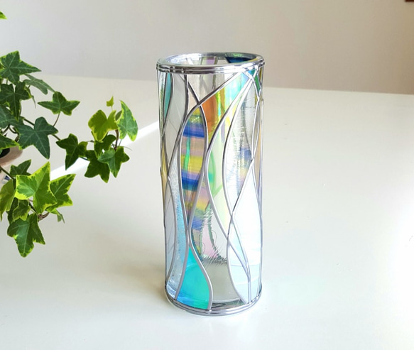 N様ご注文☆ガラス円形花瓶『光のシャワー』 5枚目の画像