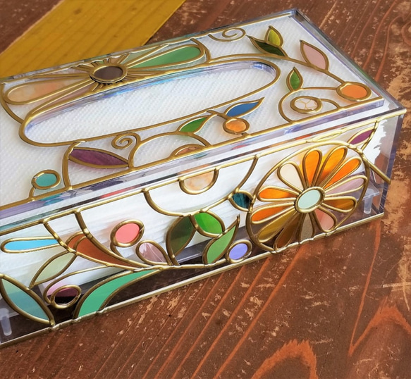 Order: Glass art Tissue case 　 Autumn Banquet 第3張的照片