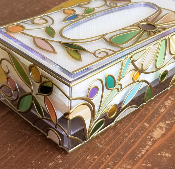 Order: Glass art Tissue case 　 Autumn Banquet 第9張的照片