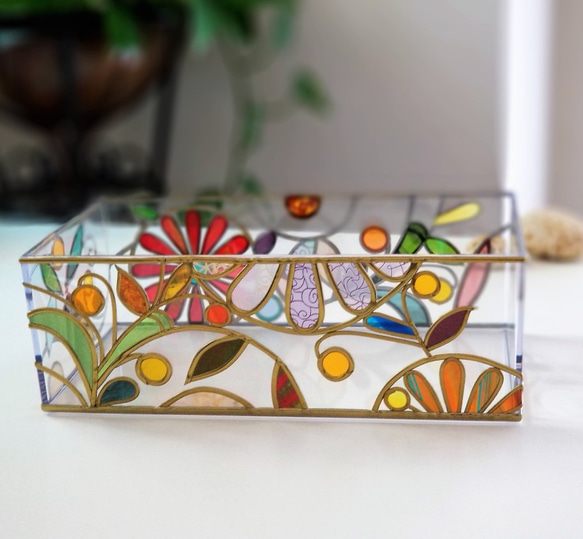 Order: Glass art Tissue case 　 Autumn Banquet 第3張的照片