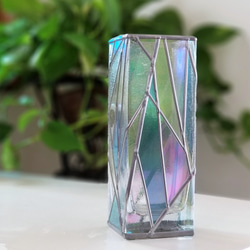 受注『光のシャワー』グラスアート角型ガラス花瓶 6枚目の画像