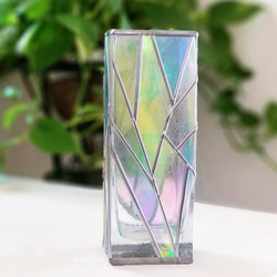 受注『光のシャワー』グラスアート角型ガラス花瓶 10枚目の画像