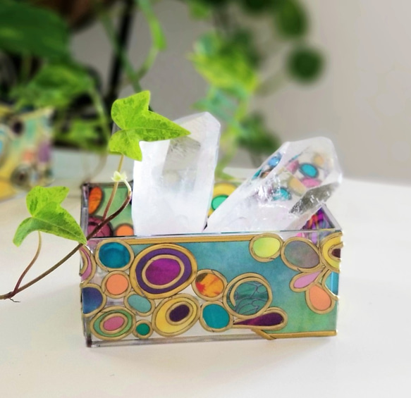 Glass art Mini Tissue case　Witch's box 第6張的照片