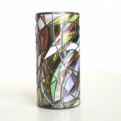 グラスアート花瓶ラウンド大☆レトロ調フラワーベース 3枚目の画像