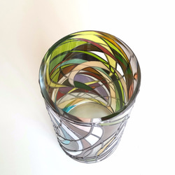 Glass art vase round  ☆ Retro style flower base 第2張的照片