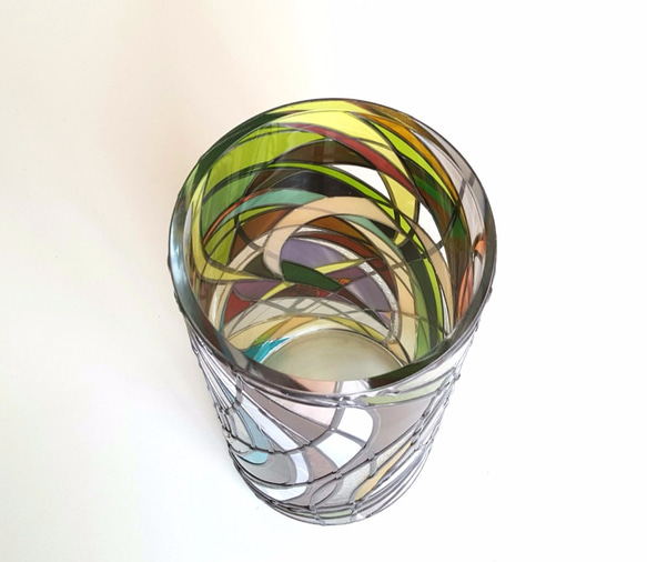 Glass art vase round  ☆ Retro style flower base 第2張的照片