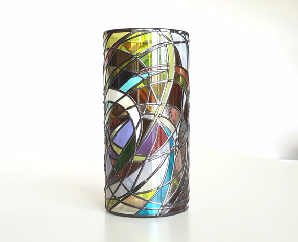 Glass art vase round  ☆ Retro style flower base 第4張的照片