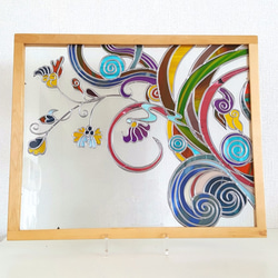 Glass art Japanese dyeing texture framing art “Old to Moden 第1張的照片