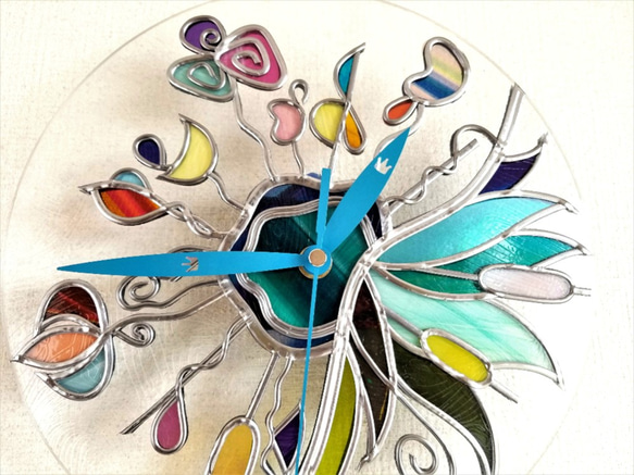 漆絵　時計　インテリア　アート CL-2312 絵画のような四角形の壁掛け電波時計