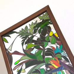『南ぬ島』グラスアート額装壁掛けミラー◎ブラウン 4枚目の画像