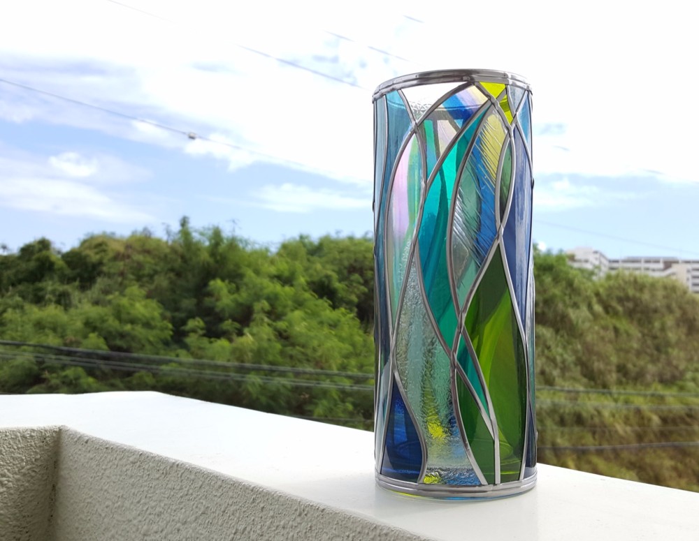 受注: 『セノーテ』GlassArt☆ガラスラウンド型花瓶