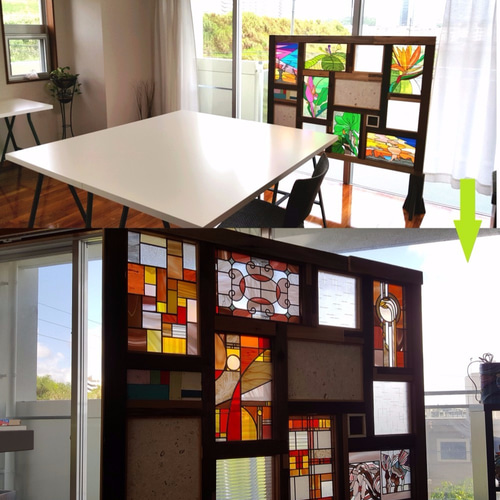 アクリル+Woodのレトロパーティション パーテーション・間仕切り