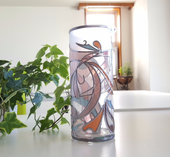 Glass art cylindrical glass vase "Florence" 第5張的照片