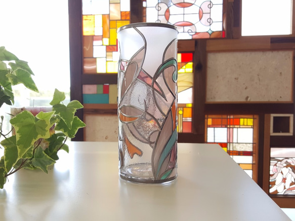 Glass art cylindrical glass vase "Florence" 第1張的照片