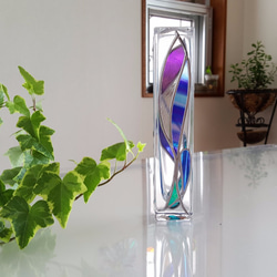 Glass Art Square Vase “Water Flower２” 第3張的照片