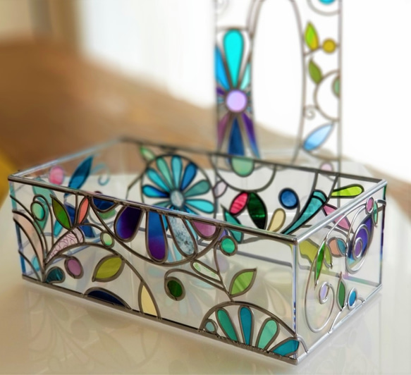 Order: Glass art Tissue case 　 Winter Banquet 第7張的照片