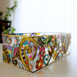 Glass art Tissue case 『Flower Arabesque』 第2張的照片