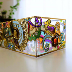 Glass art Tissue case 『Flower Arabesque』 第3張的照片