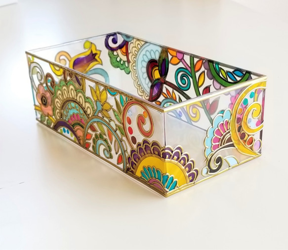 Glass art Tissue case 『Flower Arabesque』 第5張的照片