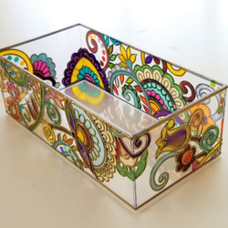 Glass art Tissue case 『Flower Arabesque』 第6張的照片