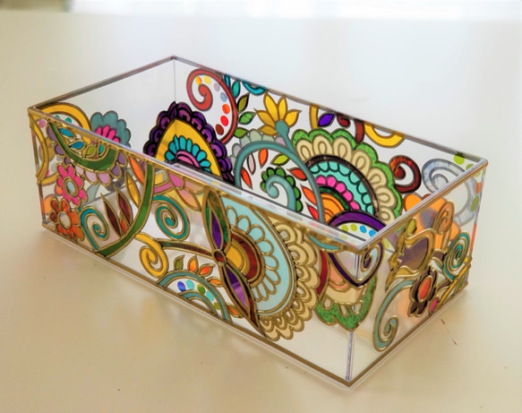 Glass art Tissue case 『Flower Arabesque』 第7張的照片