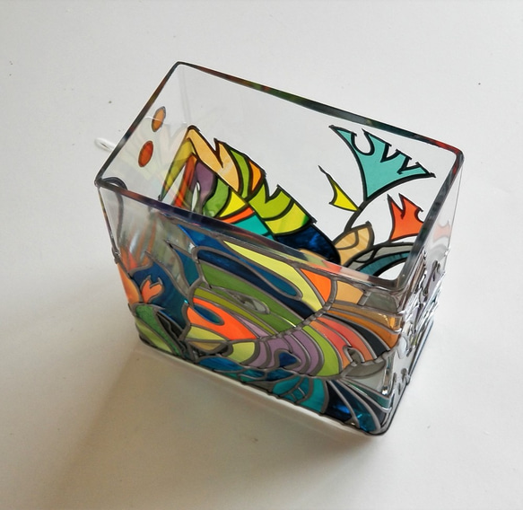 Glass Vase Rectangle “Tropical island” 第6張的照片