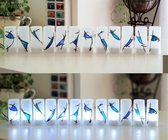Set of 12 rechargeable LED candles “Ryukyu Blue ２ 第4張的照片