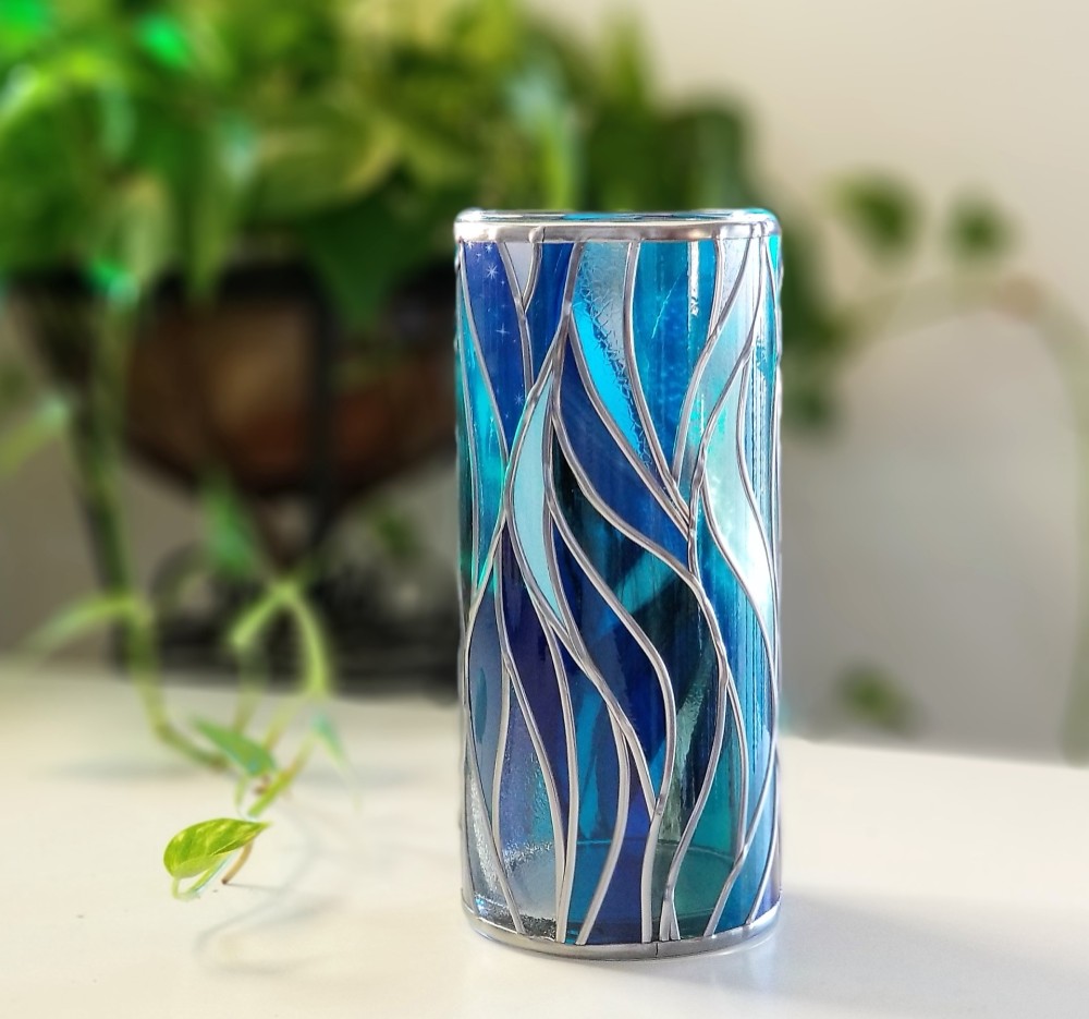 受注：『琉月』 GlassArt☆ガラスラウンド型花瓶 一輪挿し・花瓶